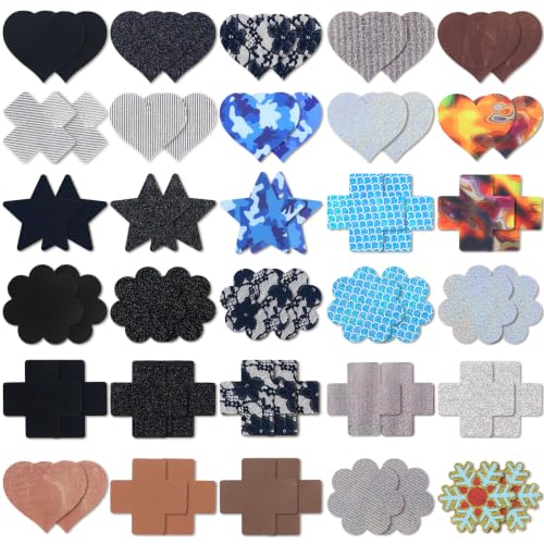Image of Glitters Pasties Rave Pack Nipple Covers Stickers Disposable Sticky Breast Petals Bra Set for Women Rave Outfit Party