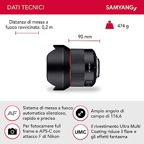 Samyang AF 14mm F2.8 F - Obiettivo autofocus ultra...