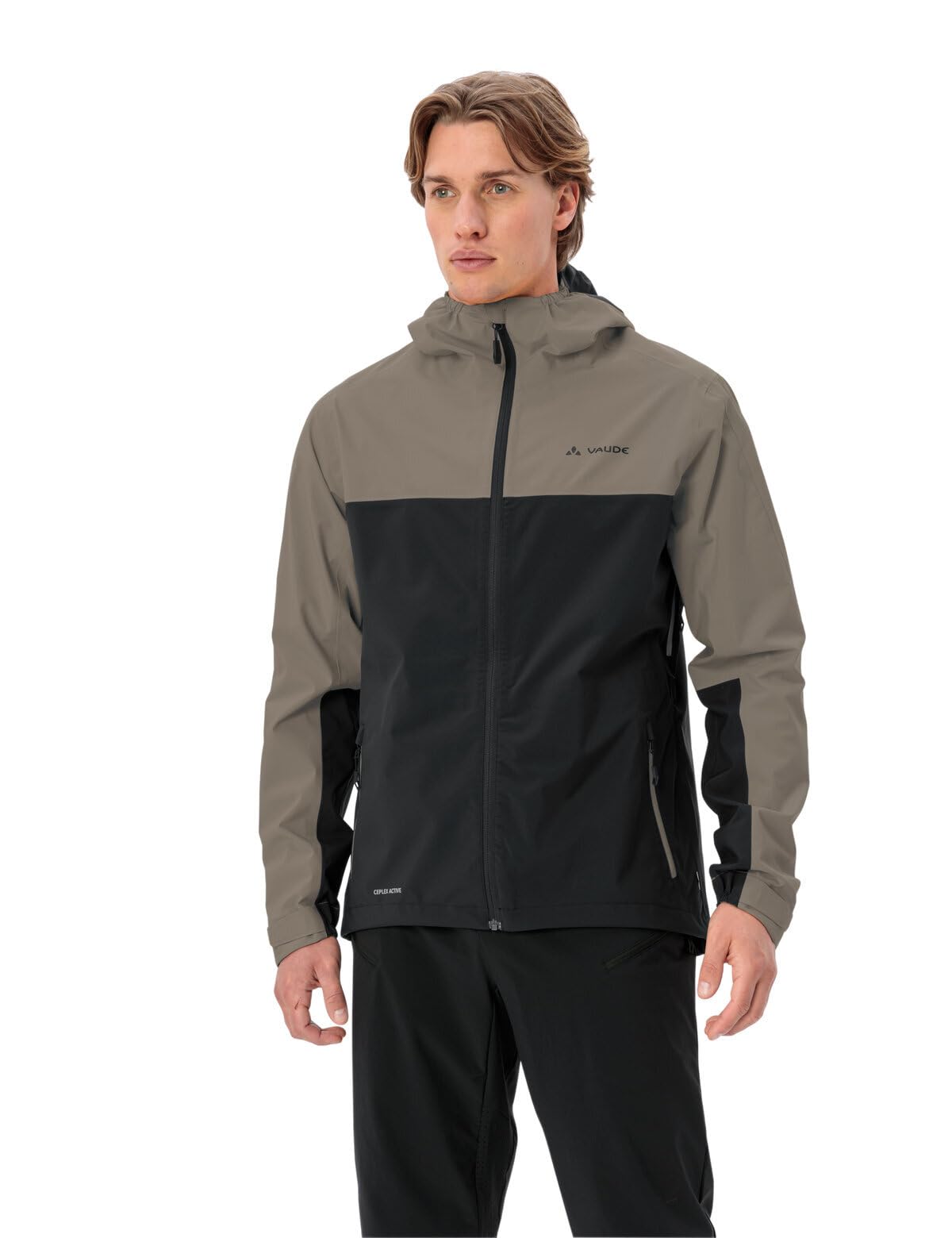 VAUDE Męska kurtka przeciwdeszczowa Moab Rain Jacket – wodoszczelna kurtka MTB, 2,5-warstwowa membrana, wentylacja pod pachami, zwijany kaptur, materiał z recyklingu – Made in Germany