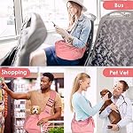 AUTOWT Padded Dog Sling, Dog Papoose Puppy Cat Pet Carrier with Bottom Supported Hand Free Adjustable Shoulder Strap and Bag Opening Front Zipper Pocket Safety Belt for Small Dogs Daily Use (Pink)