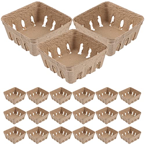 HANABASS Desktop Stand Desktop Stand Desktop Stand 50Pcs Paper Berry Basket Household Fruit Tray Berry Fruit Basket Paper Pulp Basket Vegetable Tray Snack Container Snack Container