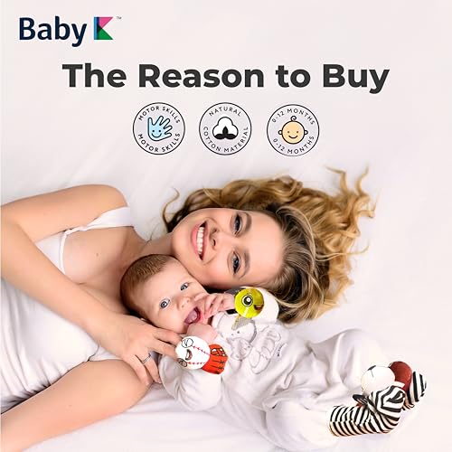 BABY K Baby Rattle Socks & Wrist Toys (Set K) - Newborn Toys for Baby Boy or Girl - Brain Development Infant Toys - Hand and Foot Rattles Suitable for 0-3, 3-6, 6-12 Months Babies