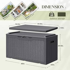 Greesum 100 Gallon Resin Deck Box Large Outdoor Storage with Cushions for Patio Furniture, Garden Tools, Pool Supplies, Weatherproof and UV Resistant, Lockable,Gray Greesum 100 Gallon Resin Deck Box Large Outdoor Storage with Cushions for Patio Furniture Garden Tools Pool Supplies Weatherproof and UV Resistant LockableGray