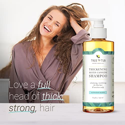 Tree To Tub Biotin Fine Hair Thickening Shampoo For Thicker, Fuller Volume - Gentle Volumizing Sulfate Free Argan Oil Shampoo For Women & Men W/Caffeine, Organic Saw Palmetto, All Natural Tea Tree #TOP1