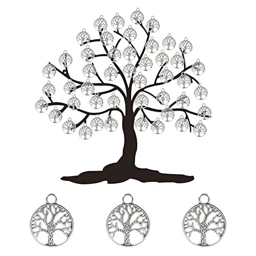 KOSHIFU 100 Piezas Árbol de la Vida para Bodas Encanto Colgantes de Árbol de la Vida Metal Plata Recuerdos de Árbol de la Vida para Envolver Regalos Boda Decoraciones Comunión Joyería Accesorio