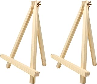 Honbay 2PCS Adjustable Mini Wood Easels Small Wooden Painting Easel Stand Triangle Tabletop Canvas Holder for Cards Phone Artist Photos or Painting Canvases (9.45 Inch)