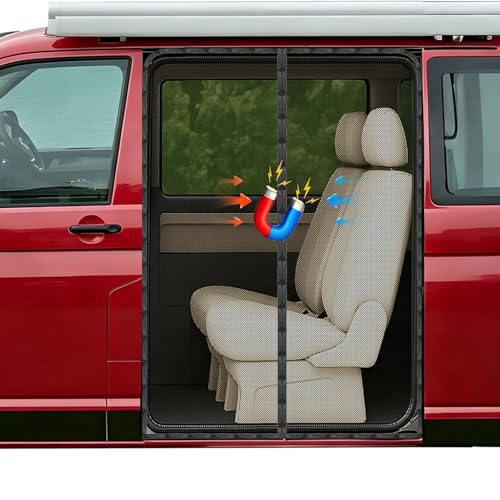 Neuytiky Mosquitera Magnética para VW T5 T6 para Puerta Corredera,Mosquitera Lateral Cortinas Anti, Red Anti Mosquitos Furgoneta,Protección Solar Puerta Lateral Camping