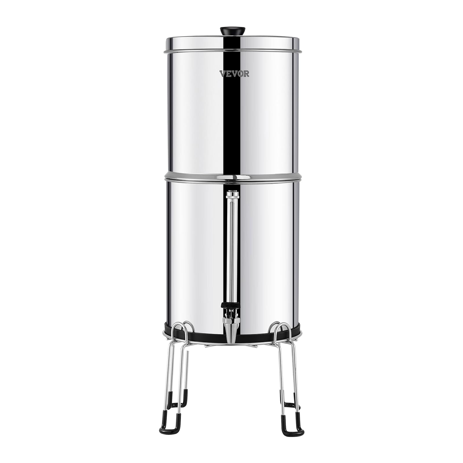 VEVOR Sistema de Filtración de Agua por Gravedad 8,5L Sistema de Encimera Acero Inoxidable Reduce Plomo y hasta 99% de Cloro con 2 Filtros de Carbón Membrana de Ultrafiltración Nivel de Agua Visible