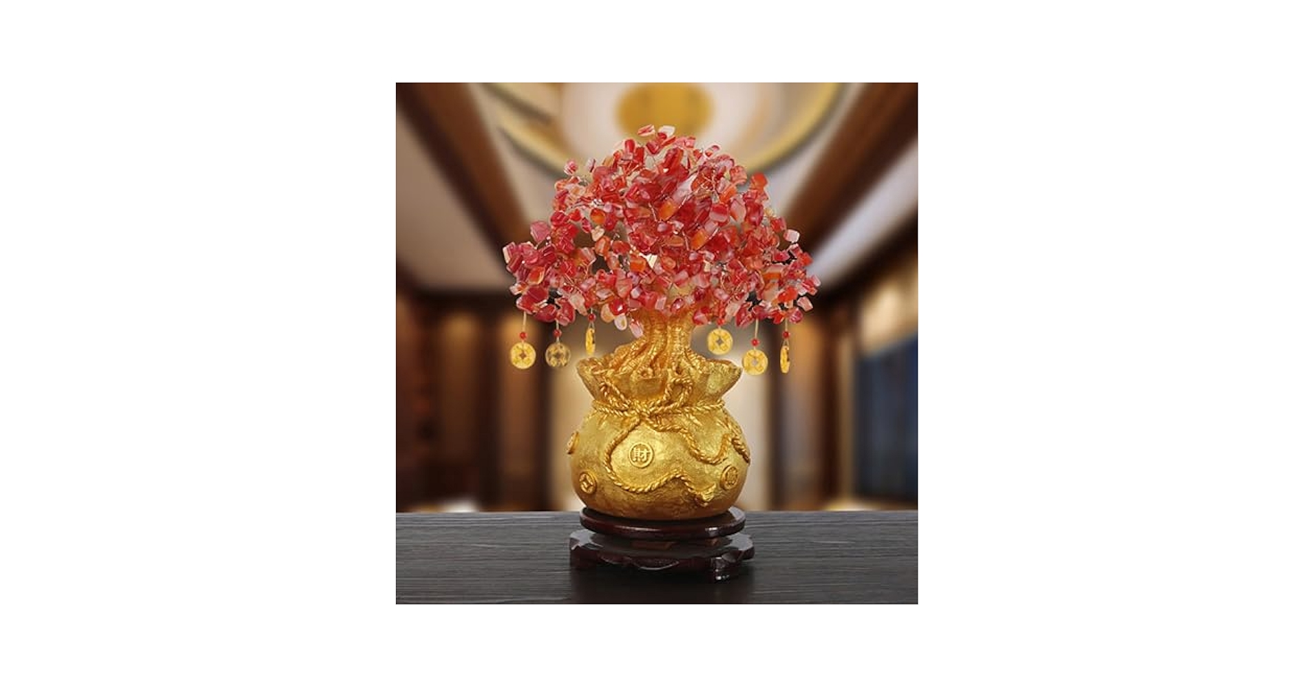 黄金波動風水開運絵画＊黄金の増幅光樹〜招財樹　幸せの木　黄金　金粉　金運　くじ運 風水開運絵画＊金華 幸せ実りの発財樹 3D招財樹 幸せの