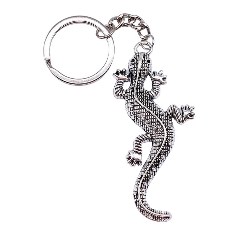 Wysiwyg Unisex A12-1Pcs-71X30mm 1Pcs 71X30mm Gecko Lizard Charms Keyrings Antique Silver Color Zinc Alloy Ring Size 28Mm