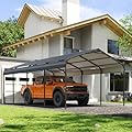 BinpLax 12x20 FT Heavy Duty Galvanized Steel Carport Canopy - All-Weather Vehicle Shelter for Cars, Trucks, Boats & Tractors, Metal Garage Structure with Rust-Resistant Frame