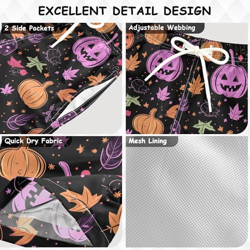 Halloween Pumpkins Stars Mushrooms Boys Swim Shorts Quick Dry Boys Joggin Shorts Kids Swimwears Swimming Party 2T3