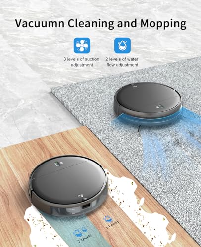 2-in-1 Robot Vacuum and Mop for Hard Floors and Carpets, Self-Charging with Wi-Fi/App/Voice Control - Ideal for Pet Hair