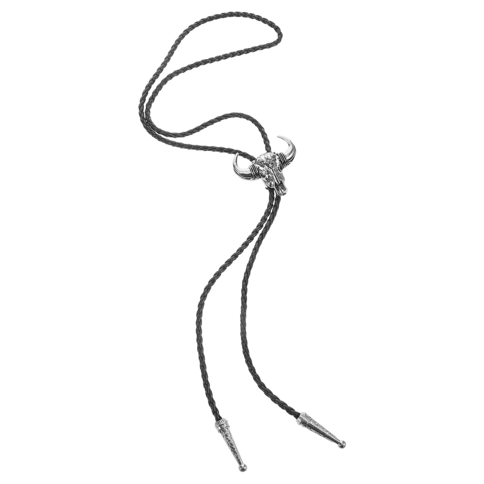 Bolo Tie Adjustable Bull Shaped Western Necklace for Men and Women Faux Leather Unique Design for Outfits and Various Occasions