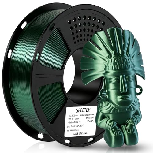 GEEETECH Filament Silk PLA 1,75 mm,Effet soie, Filament pour imprimante 3D,1 kg,Soie Vert foncé