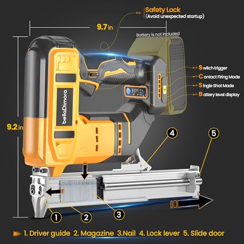 Image of 18GA Cordless Brad Nailer & Staple Gun for Dewalt 20V Battery | 2-in-1 Battery Powered Electric Nail Gun with 1000 Nails for Woodworking, DIY, Framing & Home Improvement (No Battery)