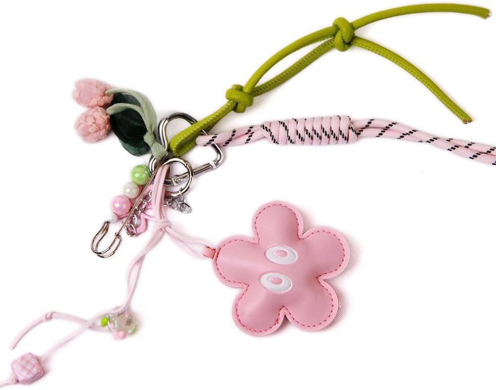 Cute Bag Charms Keychain Heart Handbag Accessories Key chains Decor for Women Girls Purse Ornament