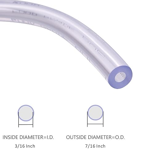 Miniatura 21 de DERNORD - Tubo de cloruro de polivinilo (PVC) de 5/16 pulgadas de diámetro interior x 7/16 pulgadas de diámetro exterior, manguera flexible
