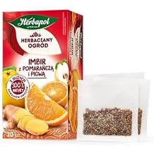 Herbapol Ginger with Orange and Quince Tea Bags 20 Count Polish Fruit and Herbal Infusion, Warming Ginger Citrus Blend, Caffeine Free European Tea for Winter, Hot Comfort Drink