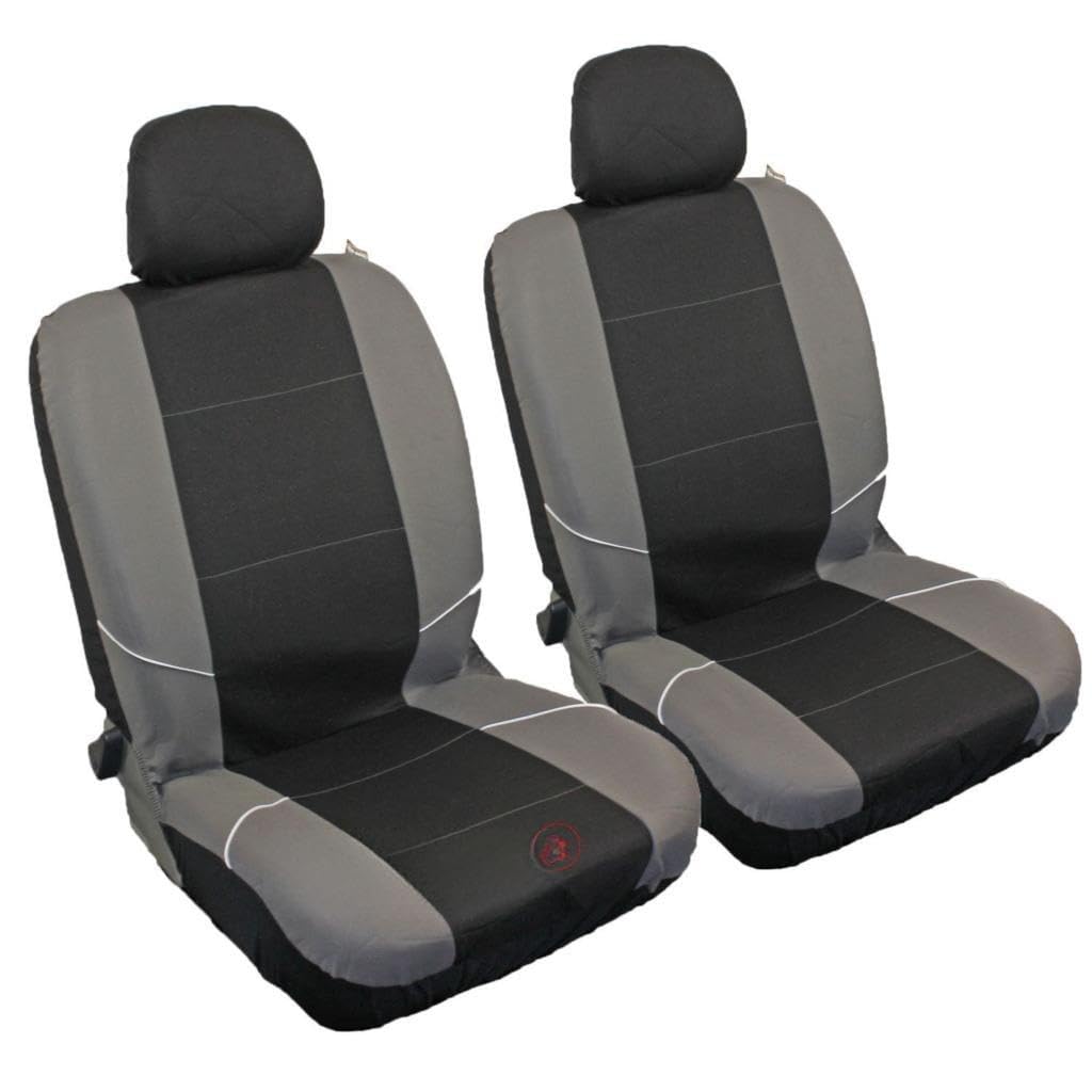 Universal Fit Front Pair of Car Seat Covers Grey/Black Complete with Laptop Sticker - XA3363-30