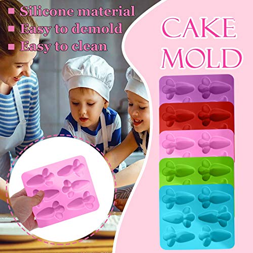 Easter Silicone Molds - Carrot Shaped Chocolate Mold, 6 Cavity 3D Cake Candy Jello Fondant Lollipop Toffee Pudding Mold Kitchen Baking Tool DIY Soap Mold