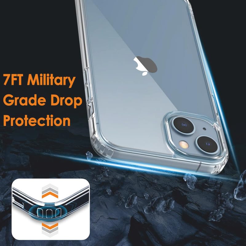 Image of Thermoplastic Polyurethane For iPhone Clear Case 15 Plus,[Anti-Yellowing Technology] [Military Grade Drop Protection] Shockproof Slim Hybrid Phone Case For iPhone 15 Plus-Crystal Clear