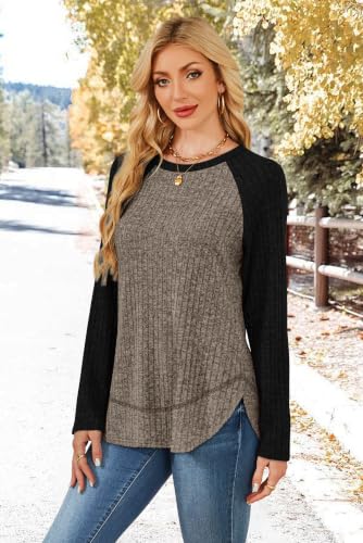 Image of WIHOLL Long Sleeve Shirts for Women Fall Sweaters Lightweight Trendy Tops