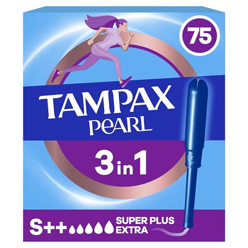 Tampax Pearl Super Extra Plus Tampones Con Aplicador, 75 Unidades (5 paquetes de 15)