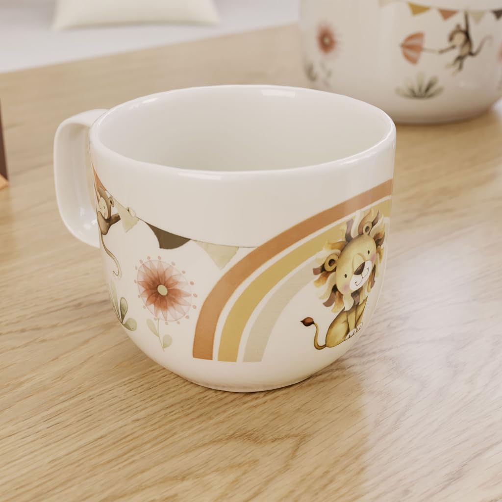 Villeroy & Boch - Boho kids Roar like a lion Small Kids Mug with Handle, Porcelain Mug, Children's Tableware, Dishwasher Safe, Microwave, Multicolour