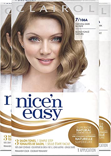 Clairol Nice  n Easy, 7/106A Natural Dark Blonde, Permanent Hair Color, 1 Kit (Pack of 3)