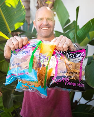 Rusty’s Chips Variety Pack Chips - Sea Salt, Chili Lime Corn Chips, Black Pepper & Island Style Potato Chips - No Trans Fat, Non-Gmo & Gluten Free Chips (Pack Of 24) #TOP6