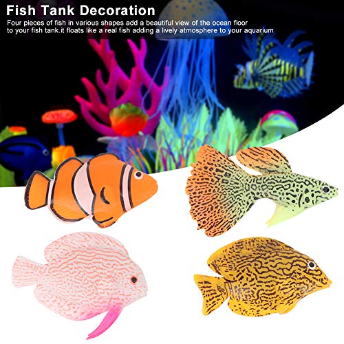 Ueohitsct 4PCS Aquarium Fish Tank Luminous Silicone Artificial Fake Fish Landscape Ornament Decoration Ac - Image 4
