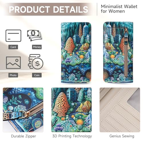 Slim Wallet for Women RFID Womens Wallet Leather ID Credit Card Holder whit Zipper Coin Pocket Bifold Wallet4