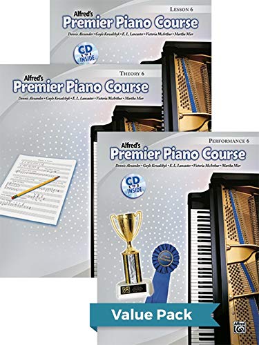 New! Alfred's Premier Piano Course - Lesson 6 , Theory 6 & Performance 6 (Value Pack)