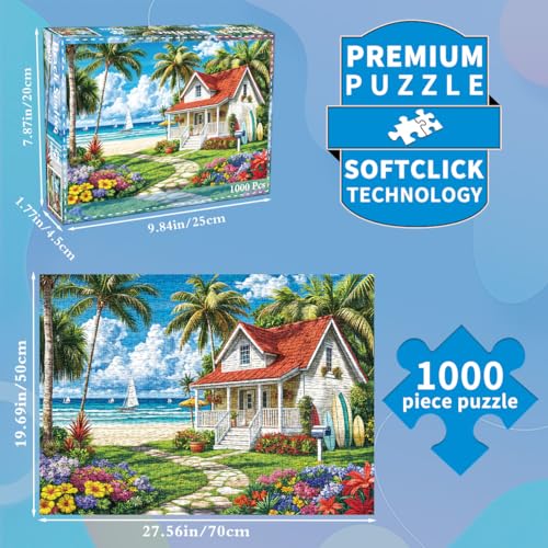 Puzzle 1000 Teile für Erwachsene, klassisches Lernspiel-Strandspiele Surfen-Wunderschönes Dekoration Puzzle Geschenke – Ansicht 5
