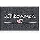AAZZKANG Willkommen Fußmatte außen innen Türmatte mit Dauerhaft Anti-rutsch Gummi zurück Ultra absorbieren Schlamm Einfach zu säubern Haustür Eingangsmatte Grau 90 x 60 cm