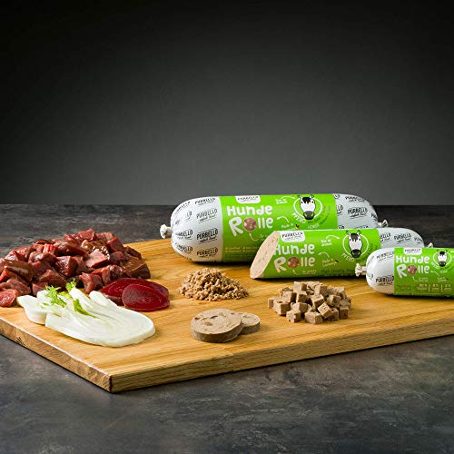 PURBELLO Hunde-Rolle Pferd mit Roter Bete & Fenchel - Monoprotein Hundefutter mit hohem Fleischanteil - Nassfutter für Hunde - Hundewurst Schnittfest & Getreidefrei - 8 x 800 g
