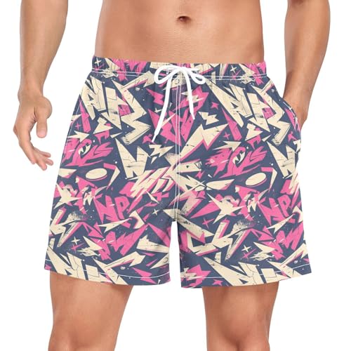 JUNZAN Men Beach Shorts Grunge Style Men 2 in 1 Workout Running Shorts with Compression Liner Inseam Mens Bathing Suit Lightweight
