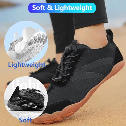 Image of Beach Water Shoes for Women Men Quick Dry Non-Slip Wide Toe Hike Barefoot Footwear for Beach Pool Aqua Swim Surf Walk