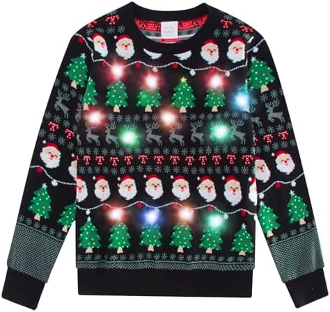 ACOCOPY Boys Girls Ugly Christmas Sweaters Light-Up Knitted Pullovers 7-14 Years