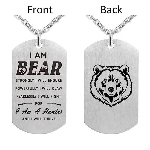Fashion Bear Pendant Necklace I am Bear Gift Dog Tag Jewelry Keychain2