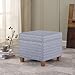 HomePop Home Decor | K7342-A873 | Classic Square Storage Ottoman with Lift Off Lid | Ottoman with Storage for Living Room & Bedroom, Light Grey Print, Large