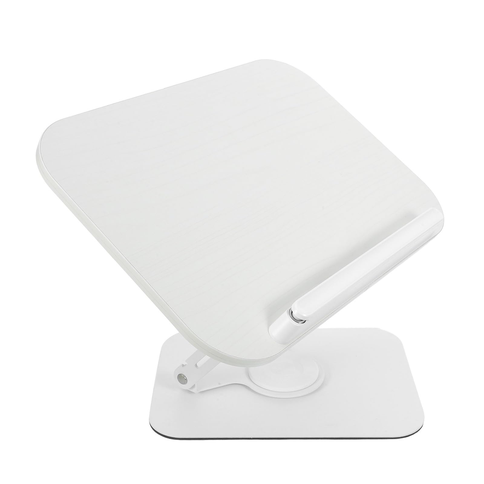 POPETPOP Supporto per Libri da Tavolo Beige in Legno e Acciaio al Carbonio, Portatile con Base Girevole a 360° e Altezza Regolabile, per Scrivania Studio e Presentazioni