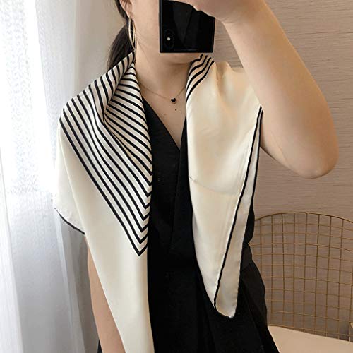 Autumn and Winter Temperament White Silk Scarf Square Silk Silk Scarf Neck Shawl Women3