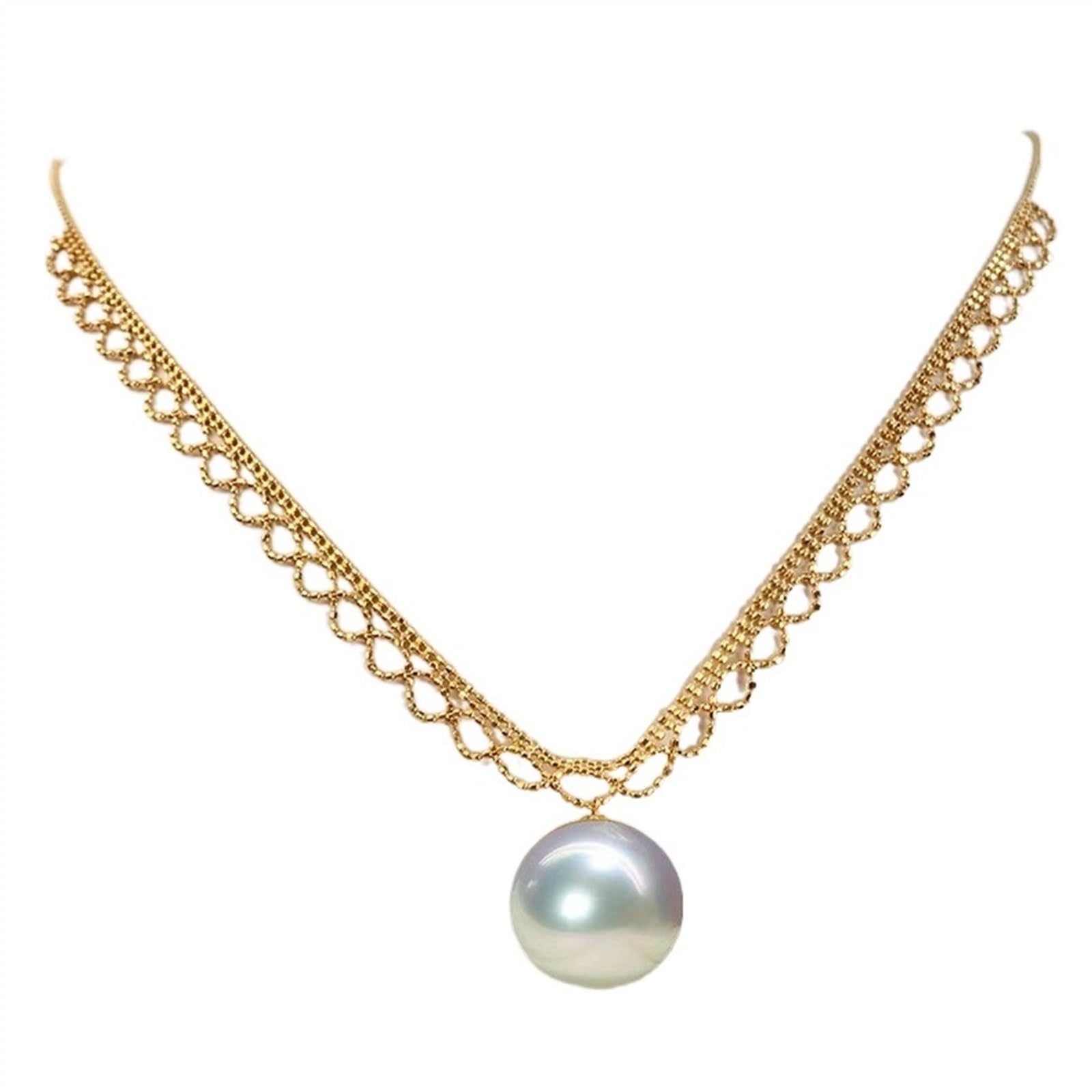 FIONELNecklaces for Women Lace Pearl Necklace Minimalist Lace Necklace Scarf Chain Seashell Pearl Necklace Gifts for Mom, Wife, Friends