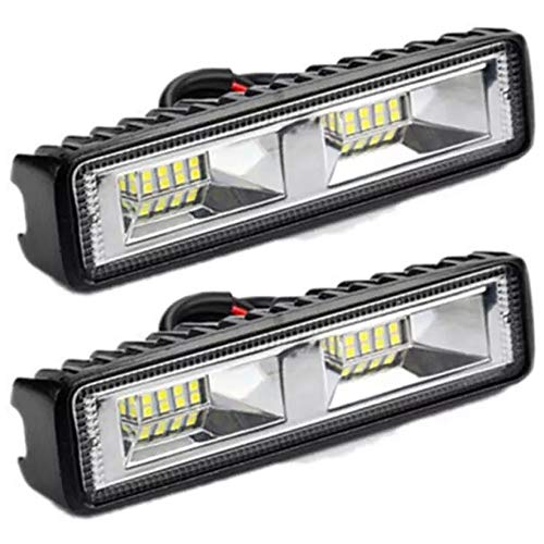 2 x phare de travail LED 12V 24V Feu de Travail 16 LED 48W, Lumières de travail hors route profondeur étanche IP67 pour tracteur de moto voiture camions ATV SUV (48W) Cover