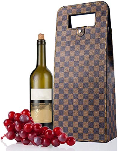 XP-Art Leather Wine Bag Resuable Double Layered Protective 2 Bottles Wine Carriers Bag