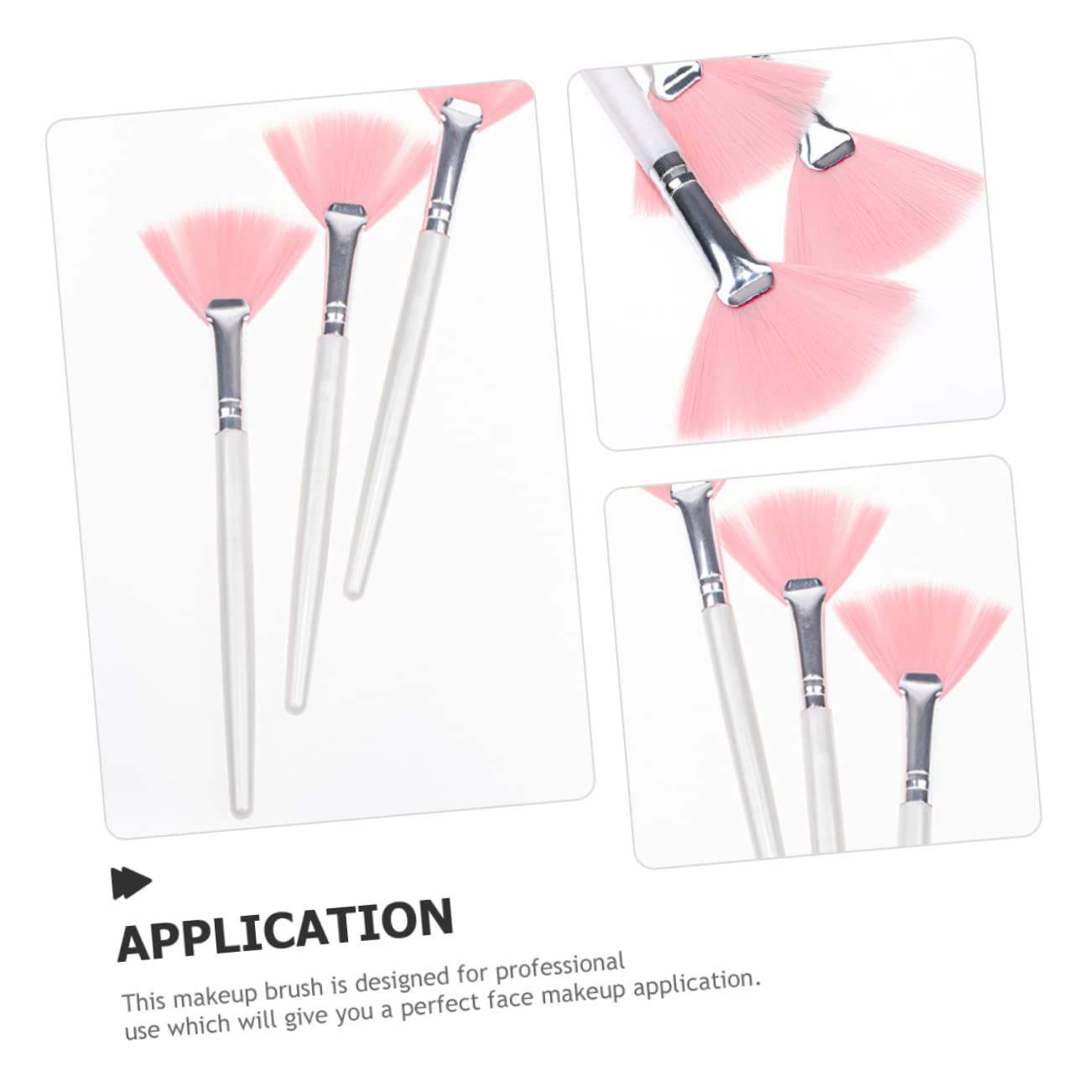 FRCOLOR Juego De 4 Brochas De Maquillaje Con Mango En Forma De Abanico Para Maquillaje Facial Y De Detalle (6 Unidades)