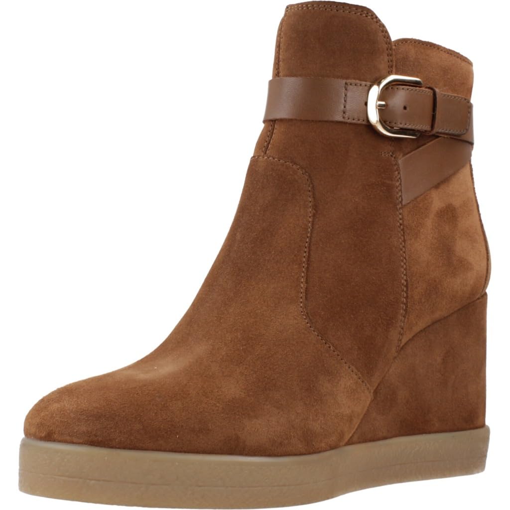 Geox Women's D Elidea Wedge AAnkle Boot, Dk Camel, 6 UK