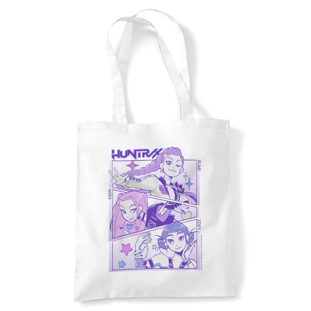 Kpop Demon Hunters Anime Huntrix Grocery Travel Reusable Tote Bag, White